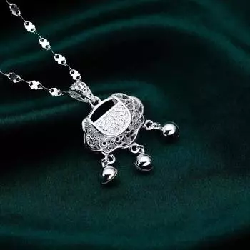 S999 Замок безопасности Xiangyun Bell Fu Lock Чистый Серебряный Модный Национальный Замок Долговечности Подвеска