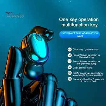 S9 Беспроводные наушники-вкладыши с чувствительным эффектом объемного звучания, светодиодный цифровой дисплей, совместимый с Bluetooth, 5.0 HiFi, спортивные мини-наушники-вкладыши для бега белый