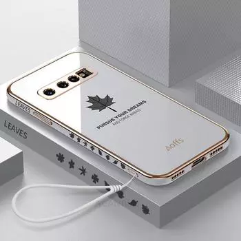 S 10 20fe Роскошный чехол с ремешком с кленовым листом для Samsung Galaxy S10 Plus S20 Ultra Fe S21 S22, силиконовый чехол с покрытием S10plus Note10 s10 золотой/чёрный