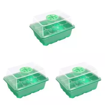 S# 12-отверстий лоток для рассады семян с куполом для увлажнения для суккулентных растений (зеленый)