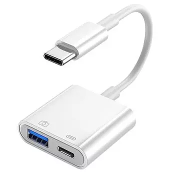 S-211 2 в 1 USB-C / Type-C Male на Type-C + USB Female адаптер для камеры