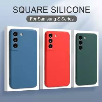 S 24 23 22 21 20 10 S9 жидкий силиконовый чехол для телефона Samsung Galaxy S24 S23 Ultra S22 S21 S20 FE S10 Plus мягкий противоударный чехол For Galaxy S10 чёрный