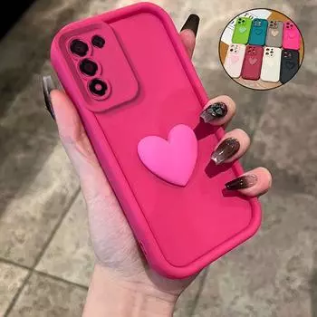 S 24 23 22 21 20 Симпатичный 3D Love Heart Матовый чехол для Samsung Galaxy S24 S23 S22 S21 S20 FE Plus Ultra 5g Женский Силиконовый чехол на заднюю панель Samsung S24 чёрный