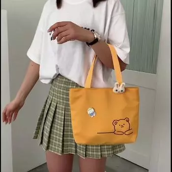 с 2 шт. куклы игрушки девушки телефон сумка мультфильм сумка через плечо женская холщовая сумка сумки-тоут чёрный