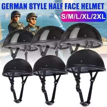 S-2XL DOT Мотоциклетный шлем в немецком стиле с половиной лица для мотокросса Велосипед Матовый черный XXL чёрный