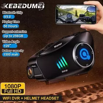 С 32G TF картой мотоцикл DVR 1080P видео WIFI камера рекордер громкой связи HD водонепроницаемые наушники шлем гарнитура 1500 мАч 32G