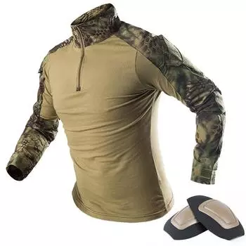 S-3XL Камуфляжная мужская футболка Боевая футболка Охотничья уличная мужская футболка с длинным рукавом с налокотниками M.