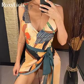 S - 3XL сексуальный с юбкой с принтом глубокий V-образный вырез спинки женский купальник цельный купальник женский купальный костюм для плавания S