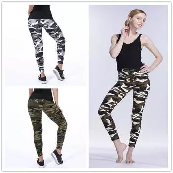 S-3XL женские камуфляжные узкие леггинсы, облегающие спортивные брюки, высокоэластичные узкие брюки для йоги L армия зеленый