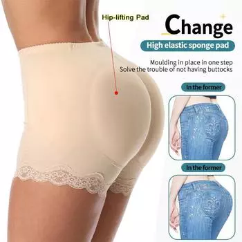 S-3XL, женские трусы-боксеры с мягкой подкладкой размера плюс, бесшовные трусы-боксеры с эффектом пуш-ап, из тонкой сетки, с перевернутыми ягодицами S чёрный