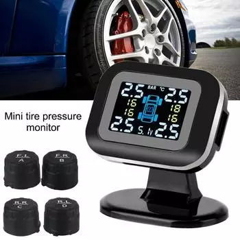 С 4 шт. внешнего датчика ЖК-дисплея мини автомобильная система контроля давления в шинах USB TPMS авто охранные системы сигнализации чёрный