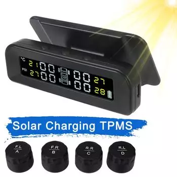 С 4 внешними датчиками Автоматическая охранная сигнализация Система контроля давления в шинах Солнечная энергия Умный автомобиль Цифровой TMPS ЖК-дисплей