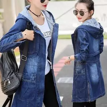 S-4XL женская джинсовая куртка средней длины, свободная весенне-осенняя модная модная тонкая джинсовая куртка больших размеров, джинсовая куртка, топ
