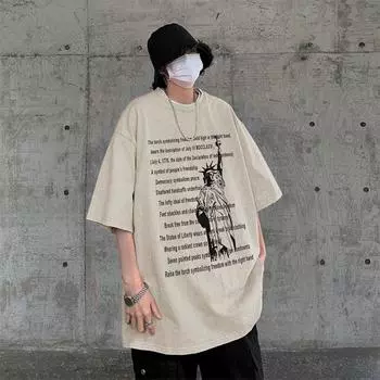 S-5XL 280gsm 100% хлопок мужская или женская футболка уличная одежда короткие топы в стиле панк Zomer винтажная футболка для стирки кислотой S чёрный