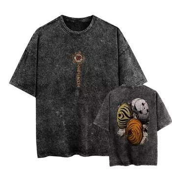 S-5XL 300gsm Винтажная футболка с кислотной стиркой, 100% хлопок, мужская или женская футболка, уличная одежда, короткие топы в стиле панк S чёрный