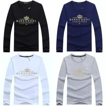 S-5XL Мужская футболка с длинными рукавами, хлопковая зимняя повседневная футболка с круглым вырезом, свободный пуловер большого размера, рубашка XXL серый