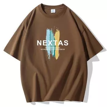 S-5XL Nextas Мужская свободная футболка с короткими рукавами 100% хлопок 4XL