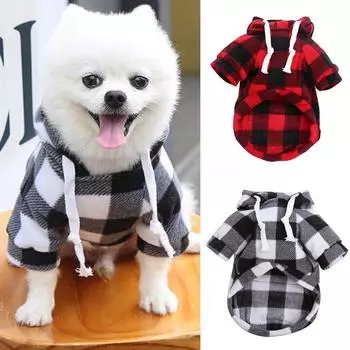 S-5XL Pet Dog Clothes Plaid Coat Pet Hoodie Pocket Sweater For Small Medium Large Dogs Clothes French Bulldog Pet Coat Clothing S
