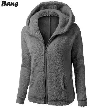 S-5XL Женская эластичная мягкая флисовая куртка с длинным рукавом и капюшоном на молнии, джемпер, пальто, модные топы S темно-серого