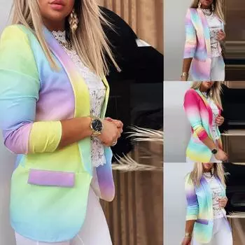 S ~ 5XL женское тонкое пальто с длинными рукавами красочные блейзеры большого размера осенние модные повседневные костюмы на рабочем месте с одной пуговицей офисные женские туфли 5XL