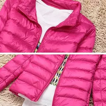 S/7XL, легкий пуховик больших размеров, тонкий пуховик, женский осенне-зимний тонкий короткий теплый белый пуховик на утином пуху L