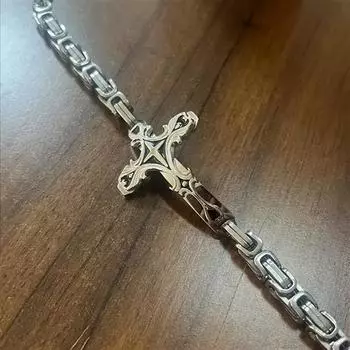 С 8 мм толстым крестом браслет модный мужской императорская цепь толстая нержавеющая сталь персонализированный ручной работы