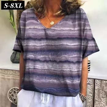 S-8XL футболки больших размеров для женщин летние повседневные модные футболки Harajuku свободные топы с коротким рукавом футболки женские пуловеры S