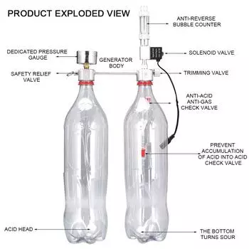 С электромагнитным клапаном для роста водных растений, аксессуары для аквариума, набор для самостоятельного создания генератора CO2 для аквариума, счетчик пузырьков, диффузор