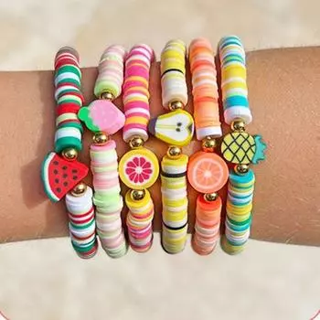 С алфавитными бусинами, плоскими круглыми разделительными бусинами, набором мягких керамических украшений, ручным изготовлением, аксессуарами для детей Polymer Clay Beads Kit