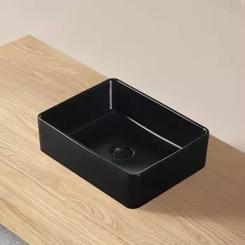 с эксклюзивным сливом JOMOWN Отдельно стоящая керамическая раковина для мытья рук [В комплекте] Раковина, черная, Чаша, Стильная, Маленькая, Раковина, чёрный