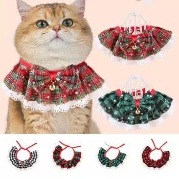 с бантом рождественский кулон для украшения собак нагрудники для домашних животных прочный шарф для кошек принадлежности для костюмов S красный/зелёный