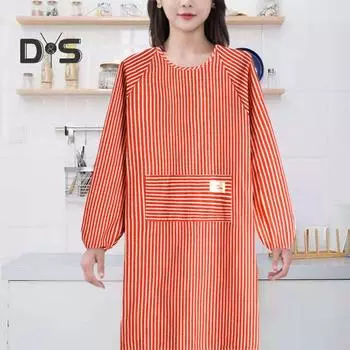 с большим карманным кухонным фартуком, водонепроницаемый практичный бытовой кухонный фартук с длинными рукавами красный