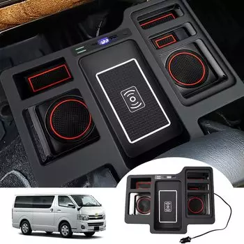 с большим количеством Cartist Toyota Hiace 200 series чашка для напитков с беспроводной зарядкой дополнительный специально разработанный для центрального хранения автомобиля с резиной чёрный