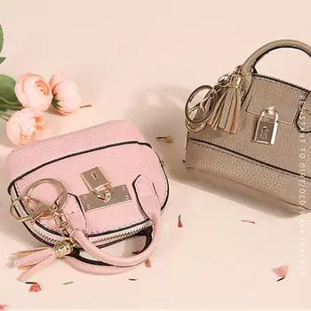 С брелком, мини-роскошная сумка для наушников, мини-сумочка, мини-сумочка, брелок для женщин/женщин светло-синий