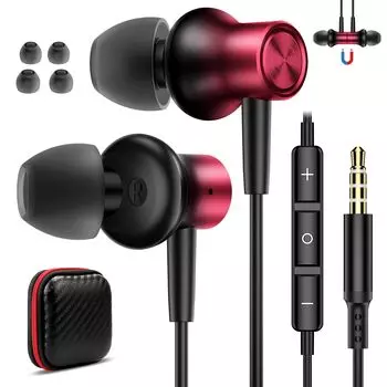 с Canal Совместимость с проводными наушниками Пульт управления громкостью Совместимость с PS5 Zoom Meeting Милый чехол для хранения с черно-красными наушниками, проводными,