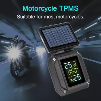 С часами 0-6 бар мотоцикл Solor TPMS 2 датчика система контроля давления в шинах тестер шин сигнализация мото аксессуары универсальный tire gauge