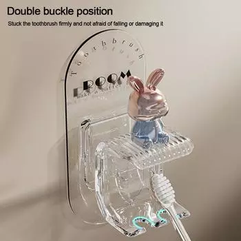 с чашкой держатель для зубных щеток в форме кролика милый органайзер для зубных щеток полка для хранения многофункциональная подставка для стаканов для ополаскивателя полости рта прозрачный