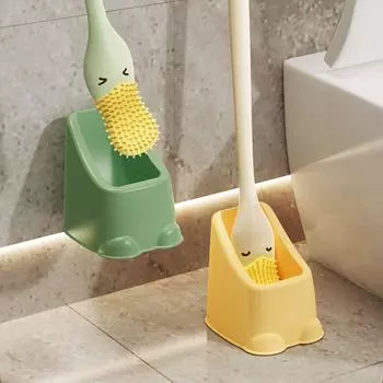 С держателем для туалетной щетки Closestool щетка для чистки пластиковая прочная мультяшная утка туалетная щетка для дома зелёный