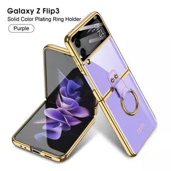С держателем кольца подставка чехол для Samsung Galaxy Z Flip 3 5G чехол встроенная защита камеры противоударный чехол для телефона Coque Fundas For Z Flip 3 5G
