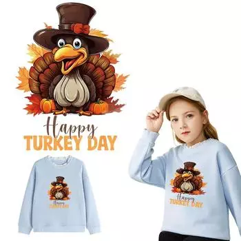 С Днем благодарения, железная нашивка, наклейки с изображением индейки, самодельные толстовки с капюшоном, топы, виниловые, A-Level, моющиеся, термопрессовые, аппликация на одежду