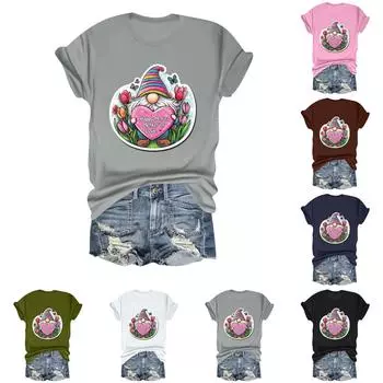 С ДНЕМ МАТЕРИ ЛЮБОВЬ Женская повседневная свободная футболка с принтом ко Дню матери, круглый вырез, пуловер, короткий рукав, топ L армия зеленый