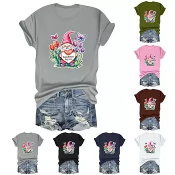 С ДНЕМ МАТЕРИ ЛЮБОВЬ Женская повседневная свободная футболка с принтом ко Дню матери, круглый вырез, пуловер, короткий рукав, топ M розовый