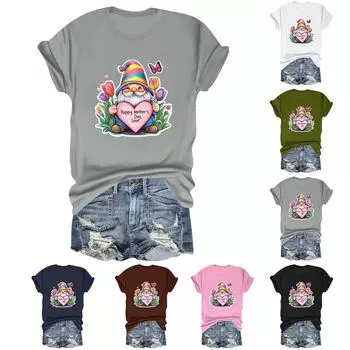 С ДНЕМ МАТЕРИ ЛЮБОВЬ Женская повседневная свободная футболка с принтом ко Дню матери, круглый вырез, пуловер, короткий рукав, топ M коричневый