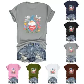 С ДНЕМ МАТЕРИ ЛЮБОВЬ Женская повседневная свободная футболка с принтом ко Дню матери, круглый вырез, пуловер, короткий рукав, топ L армия зеленый