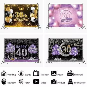 С Днем Рождения Фон Баннер Фон Ткань Реквизит Партии Украсить A-120x80cm