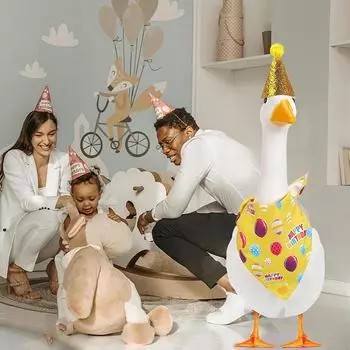 С Днем Рождения Гусиный наряд Крыльцо Гусиные наряды с блестками День рождения Шляпа Гусиные украшения Утиные украшения для патио и двора 2pcs