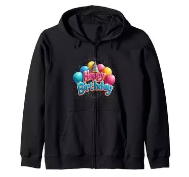 С днем рождения меня день рождения дизайн вечеринки детская толстовка с капюшоном на молнии чёрный