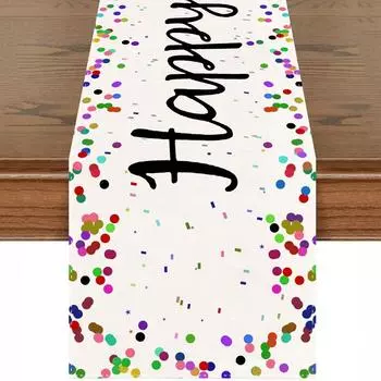 С Днем Рождения Настольный Бегун Отпразднуйте День Рождения Настольные Украшения 33 x 120cm чёрный