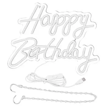 С Днем Рождения Письмо Светодиодные Огни Романтичный Неоновый Свет Знак Акрил С Днем Рождения Украшения для Части Warm White