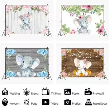 С днем рождения, слоненок, фотофон, реквизит для детской фотографии A-120x80cm